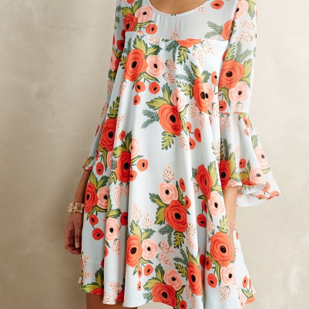 EUC Anthropologie Fluttered Blooms Swing Dress
